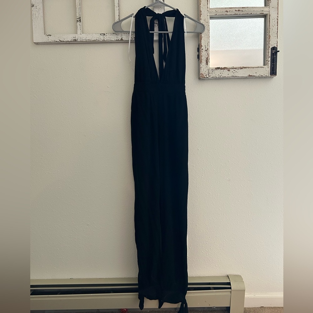 Lulus black halter tie neck jumpsuit